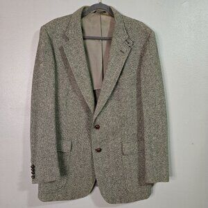 Vintage Sanger Harris Mens Wool Blazer Jacket USA Size 46 Herringbone Preppy Pro
